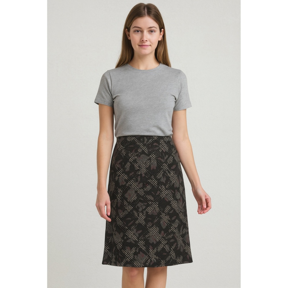 ie‎ Floral Plaid Skirt Women's Size 8 Career Wear Professional Office